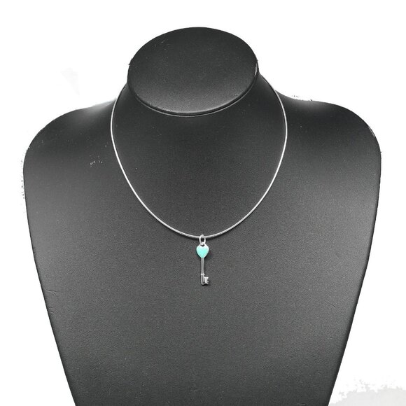 TIFFANY&Co. Heart key Necklace choker Silver925 6.7g Women - Picture 1 of 9